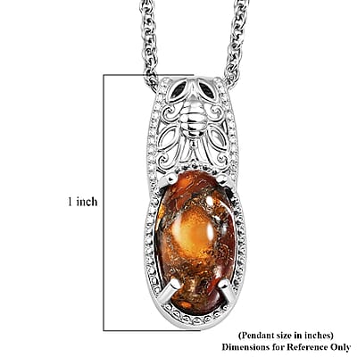 Jalisco Fire Opal 3.30 ctw Pendant in Platinum Bond with Stainless Steel Necklace (20 Inches)
