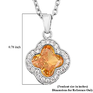 2 Piece Set - Yellow and White Austrain Crystal Pendant Necklace Earrings and Pendant Necklace (16-18 Inches) in Stainless Steel
