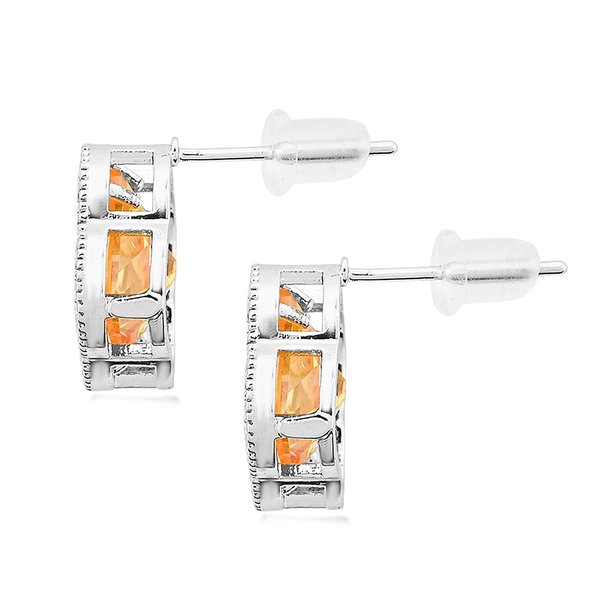 2 Piece Set - Yellow and White Austrain Crystal Pendant Necklace Earrings and Pendant Necklace (16-18 Inches) in Stainless Steel