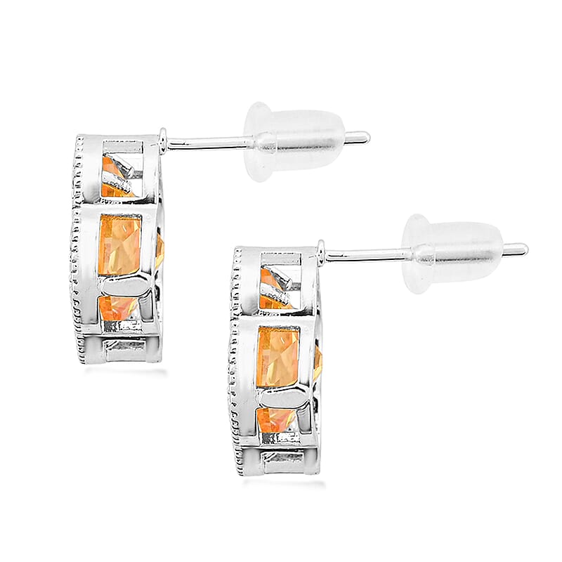 2 Piece Set - Yellow and White Austrain Crystal Pendant Necklace Earrings and Pendant Necklace (16-18 Inches) in Stainless Steel