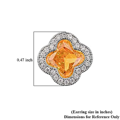 2 Piece Set - Yellow and White Austrain Crystal Pendant Necklace Earrings and Pendant Necklace (16-18 Inches) in Stainless Steel