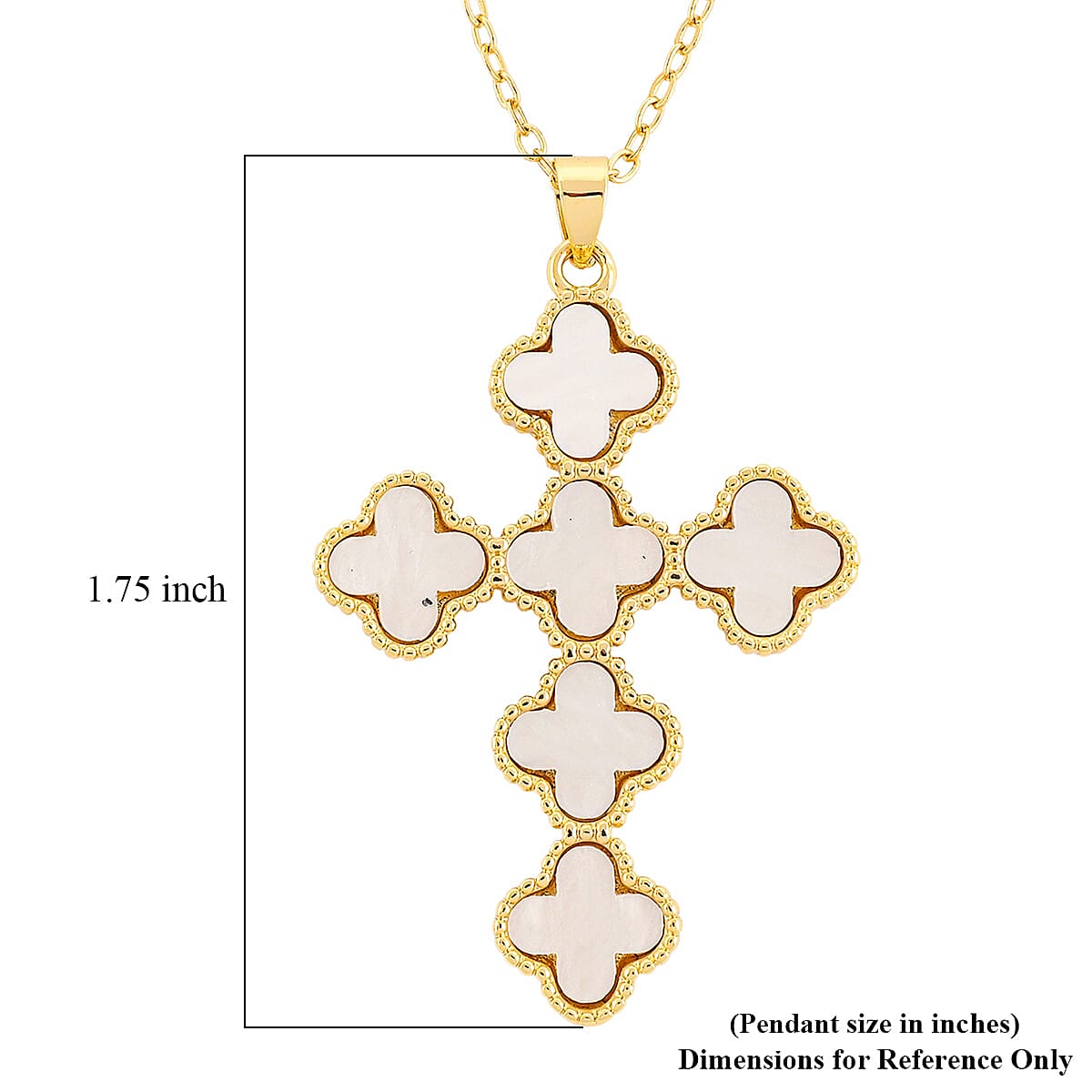 Austrian Crystal Clover Cross Pendant Necklace in ION Plated YG Stainless Steel 17.5-19.5 Inches 