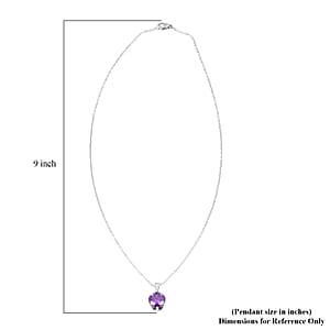 2 Piece Set - Purple Austrian Crystal Solitaire Earrings and Pendant Necklace 18 Inches in Stainless Steel