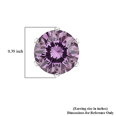 2 Piece Set - Purple Austrian Crystal Solitaire Earrings and Pendant Necklace 18 Inches in Stainless Steel