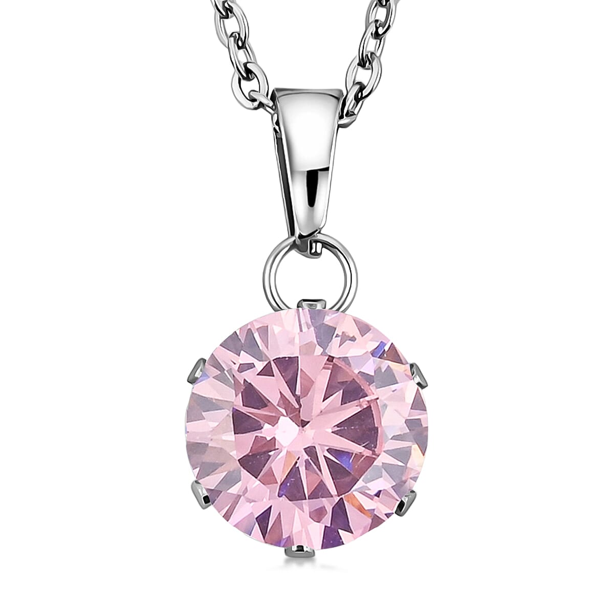 2 Piece Set - Pink Austrian Crystal Earrings and Pendant Necklace 18 Inches in Stainless Steel 8.00 ctw image number 2