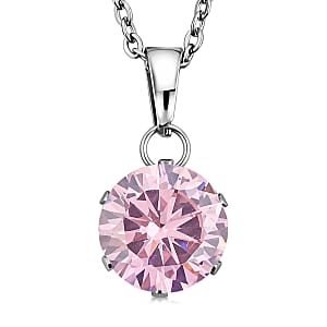 2 Piece Set - Pink Austrian Crystal Earrings and Pendant Necklace 18 Inches in Stainless Steel 8.00 ctw