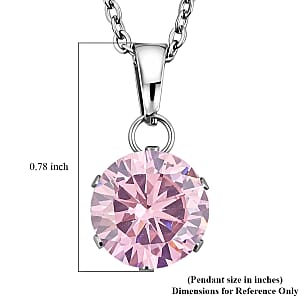 2 Piece Set - Pink Austrian Crystal Earrings and Pendant Necklace 18 Inches in Stainless Steel 8.00 ctw