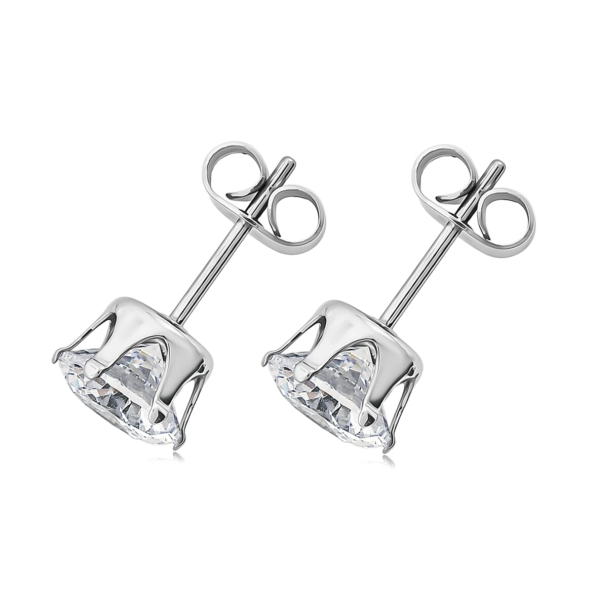 2 Piece Set - Austrian Crystal Solitaire Earrings and Pendant Necklace 18 Inches in Stainless Steel