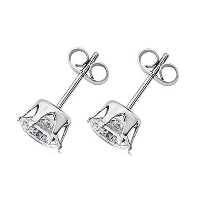 2 Piece Set - Austrian Crystal Solitaire Earrings and Pendant Necklace 18 Inches in Stainless Steel