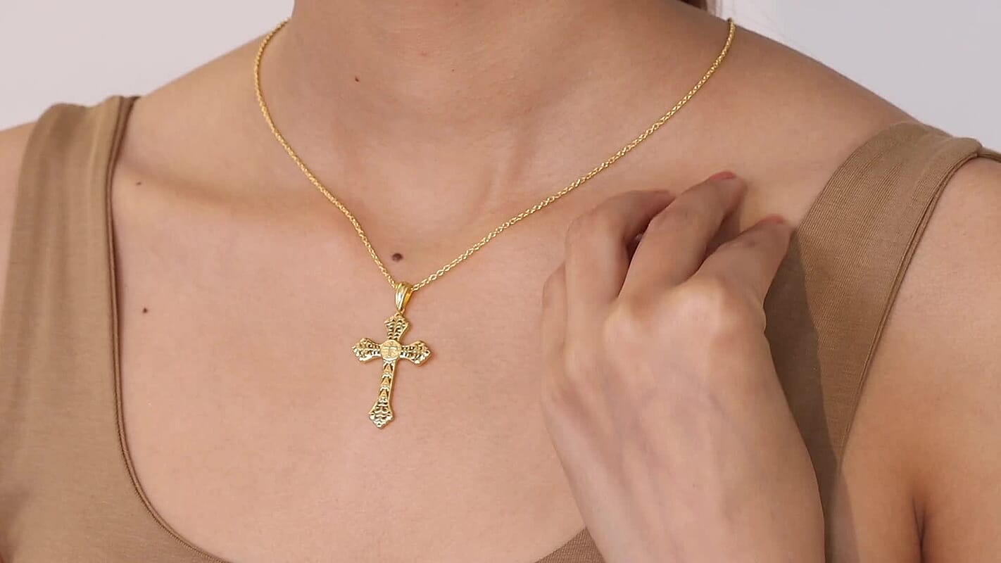 EverTrue Bronzella Collection Pendant in 18K Yellow Gold Plated Bronze with ION Plated Yellow Gold Stainless Steel Necklace 20 Inches