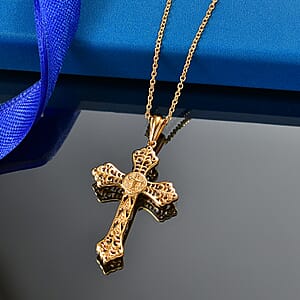 EverTrue Bronzella Collection Pendant in 18K Yellow Gold Plated Bronze with ION Plated Yellow Gold Stainless Steel Necklace 20 Inches