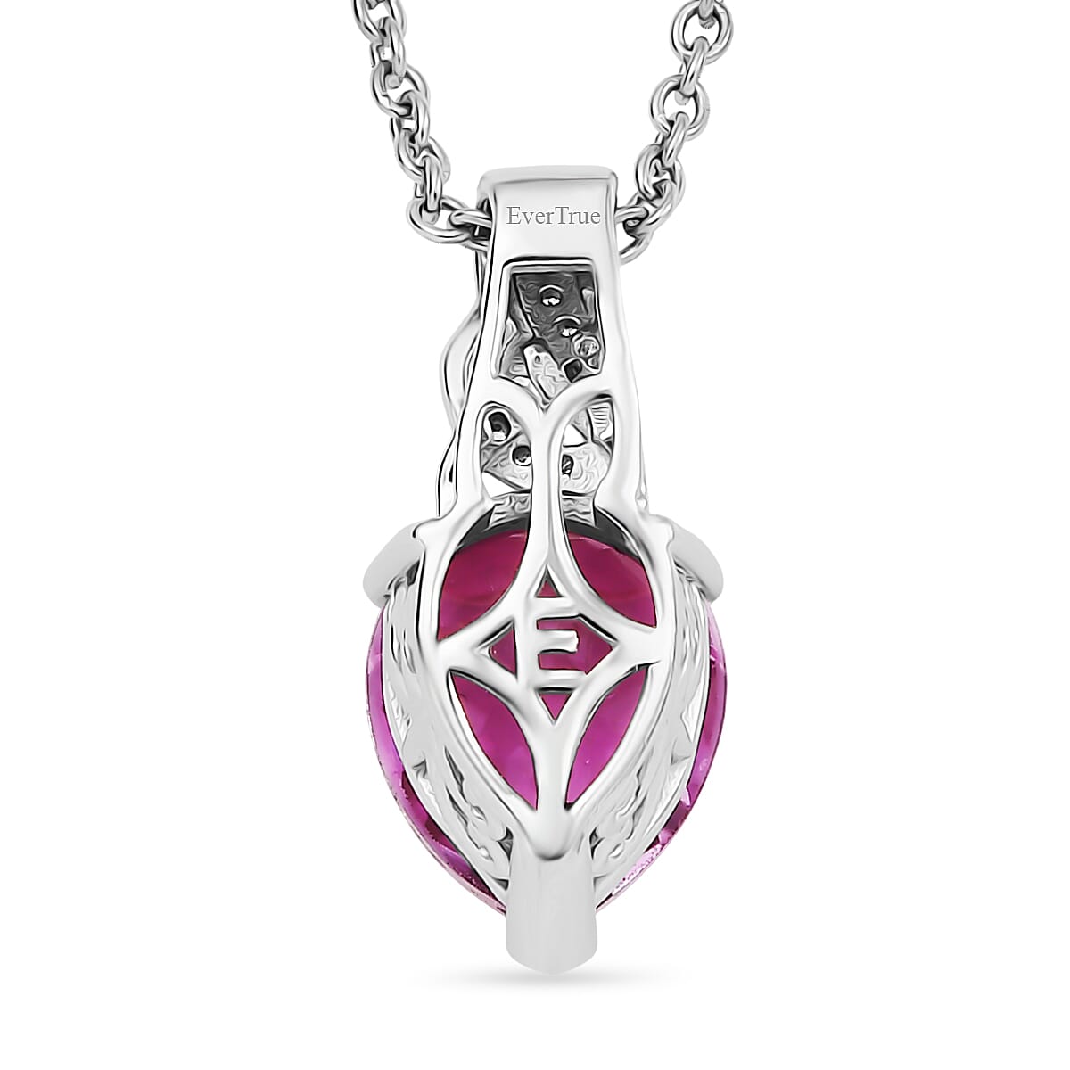 Evertrue African Lilac Quartz (Triplet) White Zircon 3.70 ctw Pendant in Platinum Bond with Stainless Steel Necklace 20 Inches image number 4