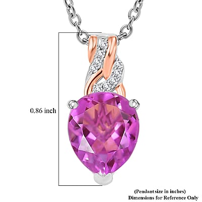 Evertrue African Lilac Quartz (Triplet) White Zircon 3.70 ctw Enchanted Vine Pendant in Platinum Bond with Stainless Steel Necklace 20 Inches