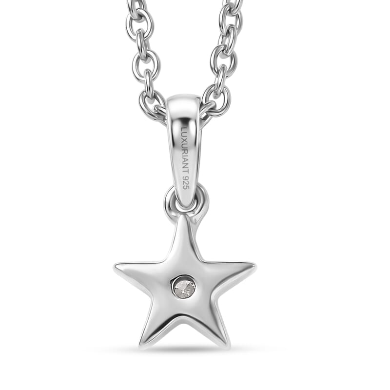 Luxuriant Lab Grown Diamond G-H SI 0.20 ctw Earrings and Pendant Necklace (20 Inches) in Rhodium Over Sterling Silver
