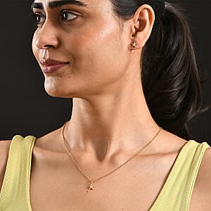 Luxuriant Lab Grown Diamond G-H SI 0.20 ctw Earrings and Pendant Necklace (20 Inches) in 18K Vermeil Yellow Gold Over Sterling Silver (Del. In 10-12 Days)