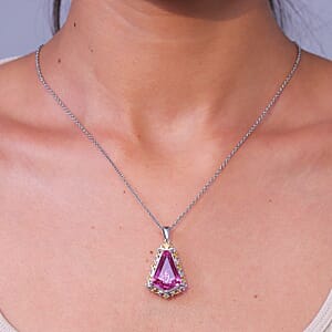 Evertrue African Lilac Quartz (Triplet) 12.60 ctw Pendant in 18K Yellow Gold Plated and Platinum Bond with Stainless Steel Necklace 20 Inches