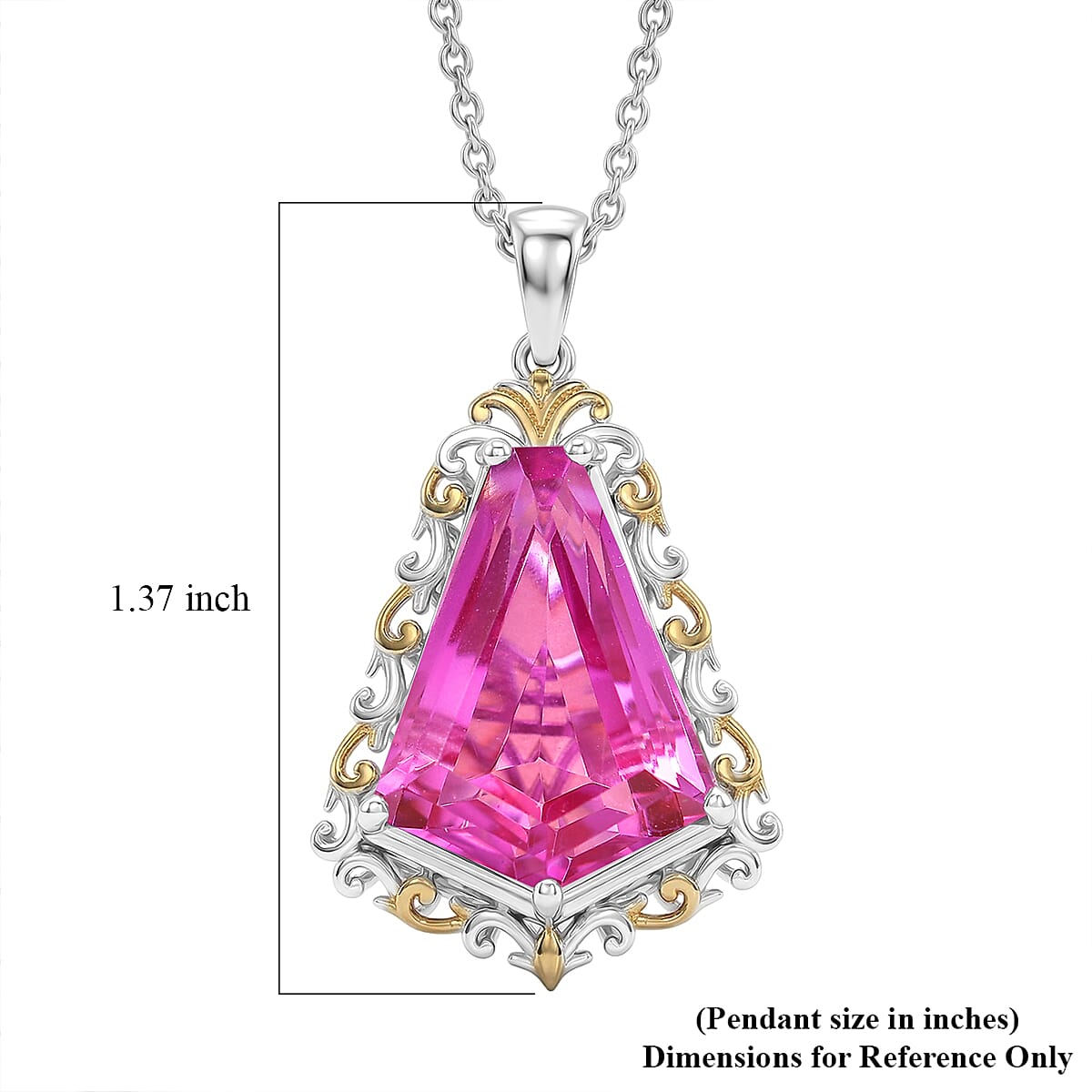 Evertrue African Lilac Quartz (Triplet) 12.60 ctw Pendant in 18K Yellow Gold Plated and Platinum Bond with Stainless Steel Necklace 20 Inches image number 6