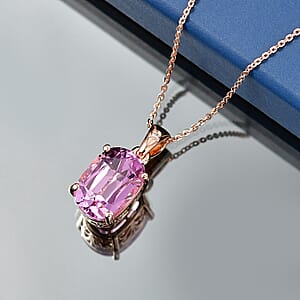 Patroke Kunzite and Luxuriant Lab Grown Diamond G-H SI 7.70 ctw Pendant Necklace in 18K Vermeil Rose Gold Over Sterling Silver 20 Inches 
