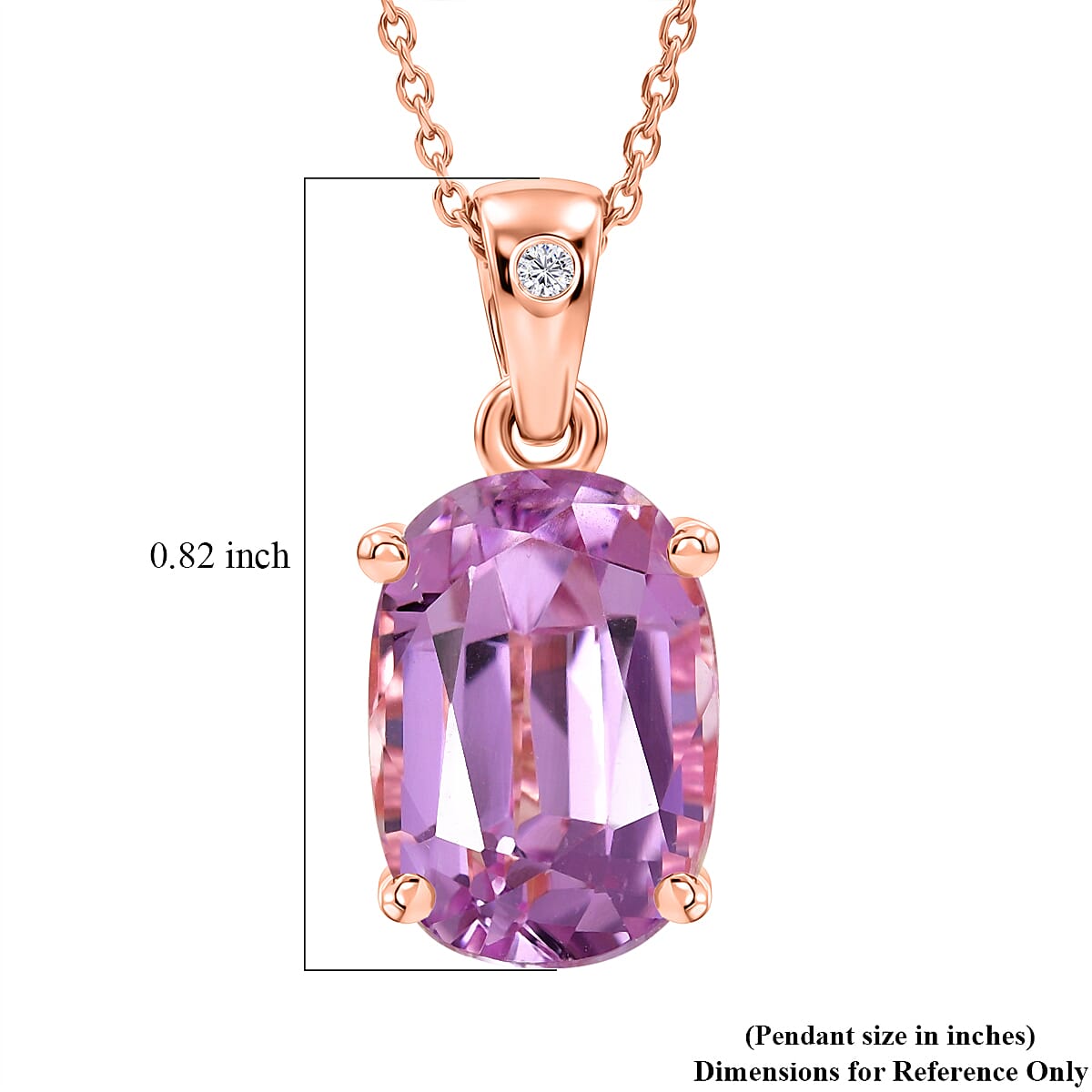Premium Patroke Kunzite and Luxuriant Lab Grown Diamond G-H SI 7.70 ctw Eternal Blush Pendant Necklace in 18K Vermeil Rose Gold Over Sterling Silver 20 Inches