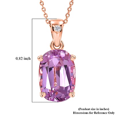 Premium Patroke Kunzite and Luxuriant Lab Grown Diamond G-H SI 7.70 ctw Eternal Blush Pendant Necklace in 18K Vermeil Rose Gold Over Sterling Silver 20 Inches