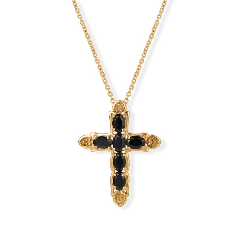 EverTrue Thai Black Spinel 3.80 ctw Pendant Necklace in 18K YG Plated Stainless Steel 20 Inches