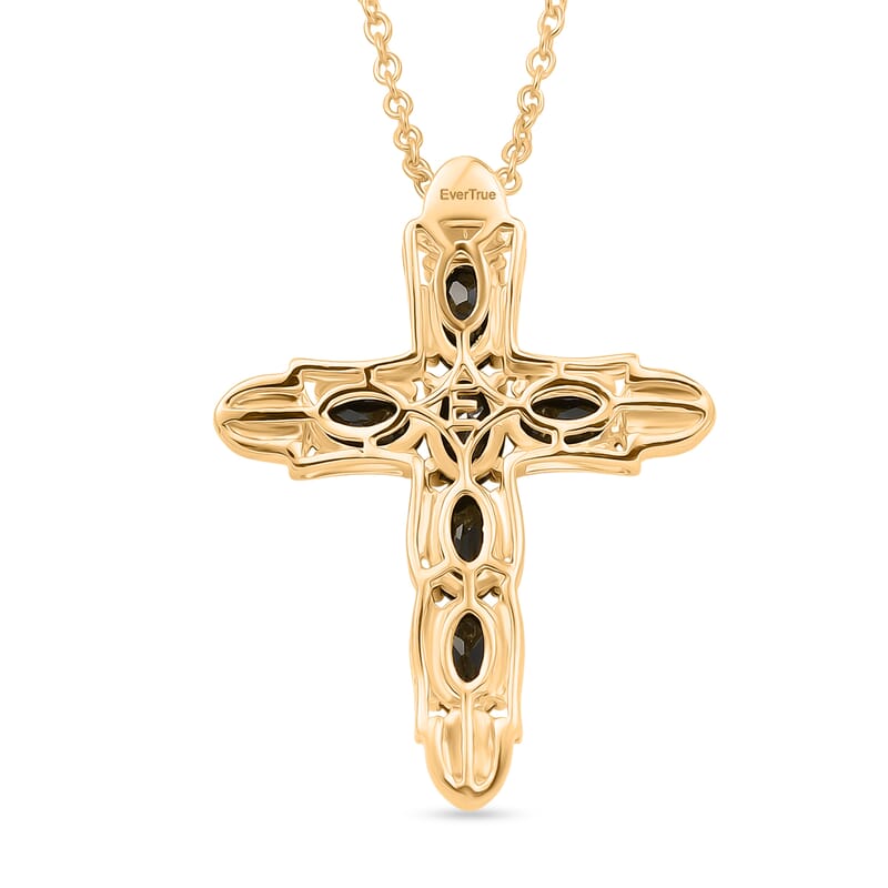 EverTrue Thai Black Spinel 3.80 ctw Pendant Necklace in 18K YG Plated Stainless Steel 20 Inches