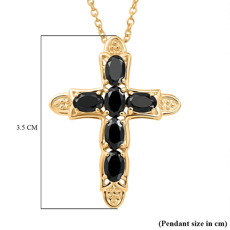 EverTrue Thai Black Spinel 3.80 ctw Pendant Necklace in 18K YG Plated Stainless Steel 20 Inches