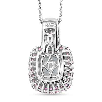 D'Joy Premium Mangoro Aquamarine and Multi Gemstone 2.90 ctw The Coronation Pendant Necklace in Rhodium Over Sterling Silver 20 Inches