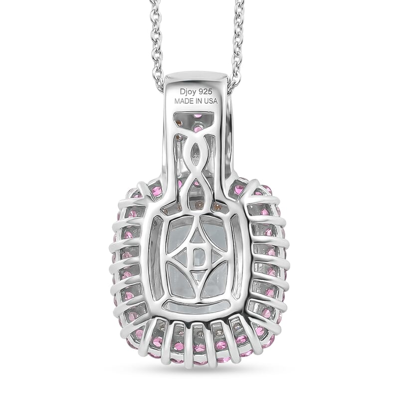 D'Joy Premium Mangoro Aquamarine and Multi Gemstone 2.90 ctw The Coronation Pendant Necklace in Rhodium Over Sterling Silver 20 Inches