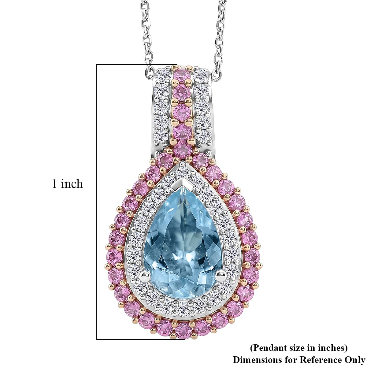 D'Joy Premium Mangoro Santo Aquamarine and Multi Gemstone 2.35 ctw Pendant Necklace in Rhodium Over Sterling Silver 20 Inches  image number 6