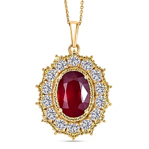 D'Joy Premium Niassa Ruby (FF) and Multi Gemstone 12.00 ctw Pendant Necklace in 18K Vermeil Yellow Gold Over Sterling Silver 20 Inches 