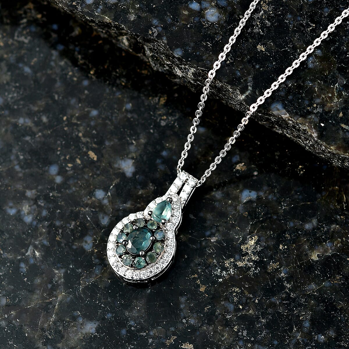 D'Joy Premium Narsipatnam Alexandrite and Moissanite 1.00 ctw Pendant Necklace in Rhodium Over Sterling Silver 20 Inches  image number 1