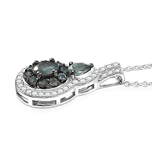 D'Joy Premium Narsipatnam Alexandrite and Moissanite 1.00 ctw Pendant Necklace in Rhodium Over Sterling Silver 20 Inches 