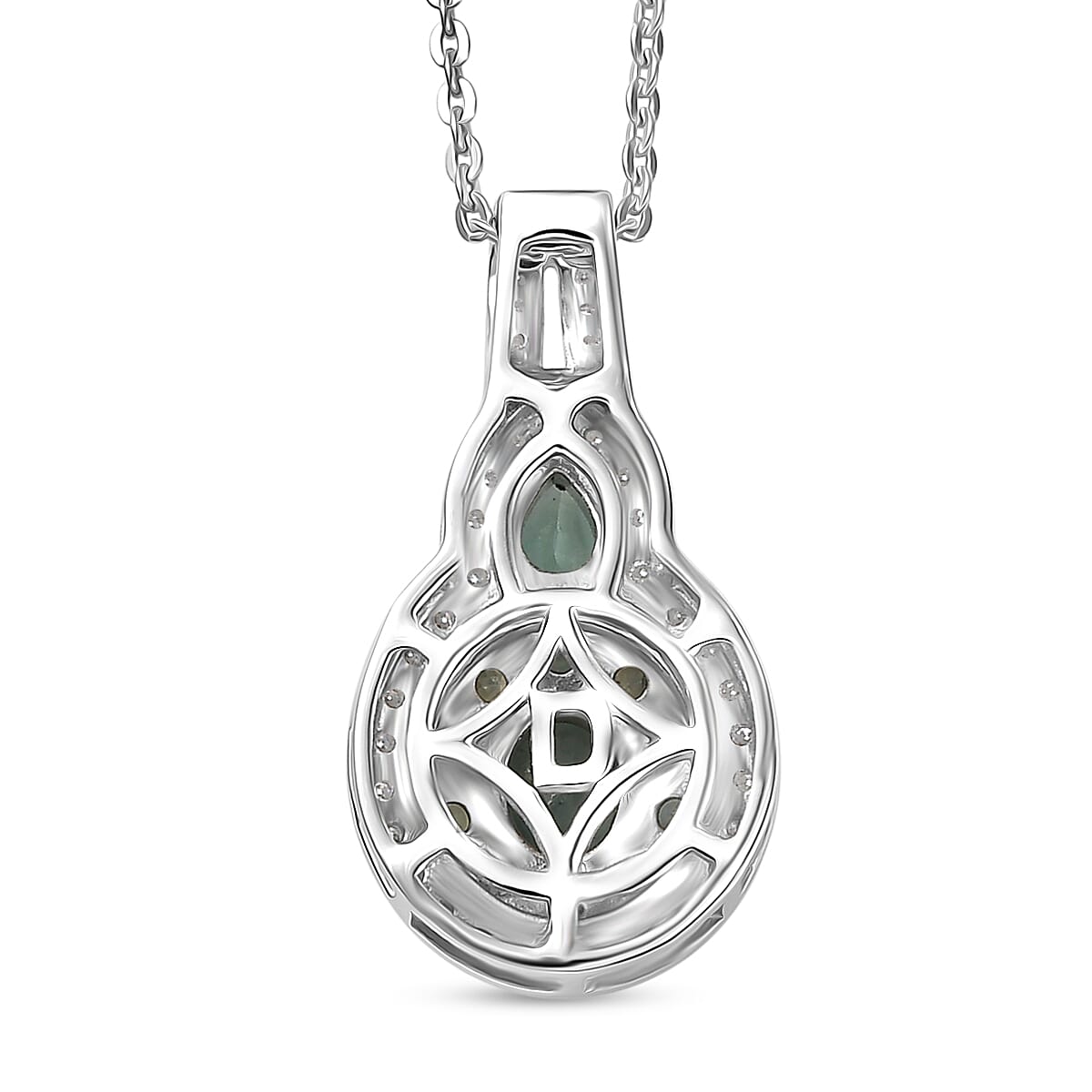 D'Joy Premium Narsipatnam Alexandrite and Moissanite 1.00 ctw Floral Pendant Necklace in Rhodium Over Sterling Silver 20 Inches
