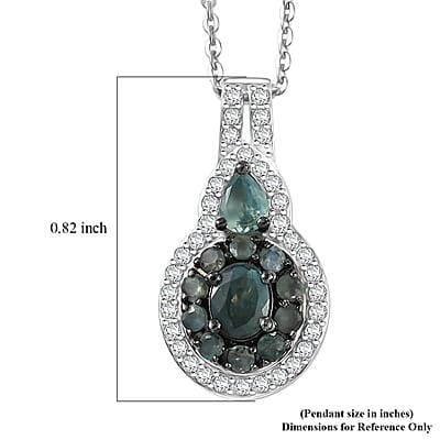 D'Joy Premium Narsipatnam Alexandrite and Moissanite 1.00 ctw Floral Pendant Necklace in Rhodium Over Sterling Silver 20 Inches