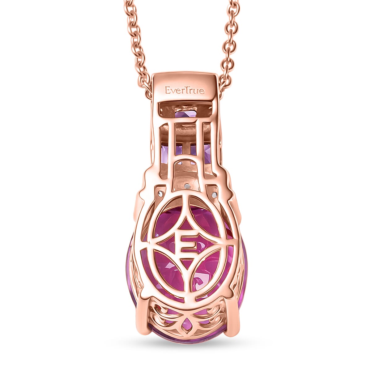 Evertrue African Lilac Quartz (Triplet) and Multi Gemstone 10.20 ctw Pendant in 18K Rose Gold Plated with Stainless Steel Necklace 20 Inches image number 4