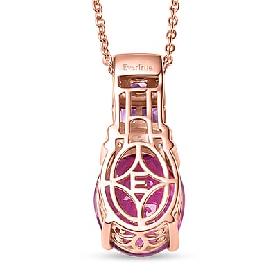Evertrue African Lilac Quartz (Triplet) and Multi Gemstone 10.20 ctw Empress Rose Pendant in 18K Rose Gold Plated with Stainless Steel Necklace 20 Inches