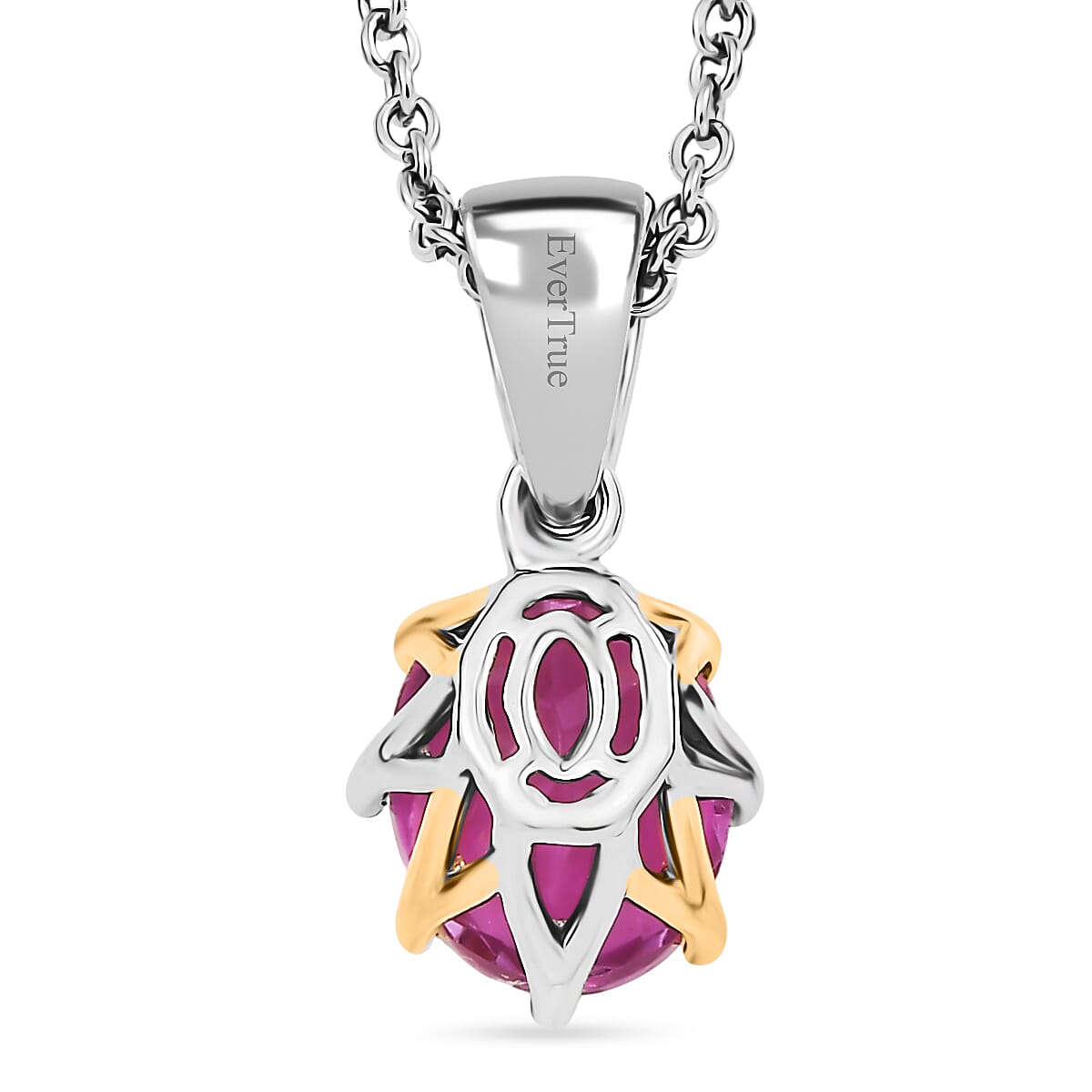 Evertrue African Lilac Quartz (Triplet) 11.10 ctw Solitaire Stud Earrings, Ring (Size 6.0) and Pendant in 18K YG Plated and Platinum Bond with Stainless Steel Necklace (20 Inches)