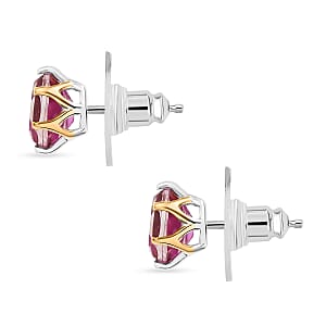 Evertrue African Lilac Quartz (Triplet) 11.10 ctw Earrings, Ring (Size 8.0) and Pendant in 18K YG Plated and Platinum Bond with Stainless Steel Necklace (20 Inches)