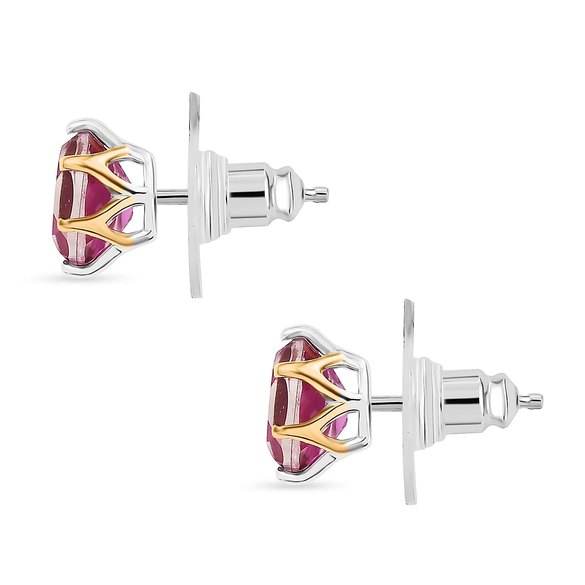 Evertrue African Lilac Quartz (Triplet) 11.10 ctw Earrings, Ring (Size 9.0) and Pendant in 18K YG Plated and Platinum Bond with Stainless Steel Necklace (20 Inches) image number 2