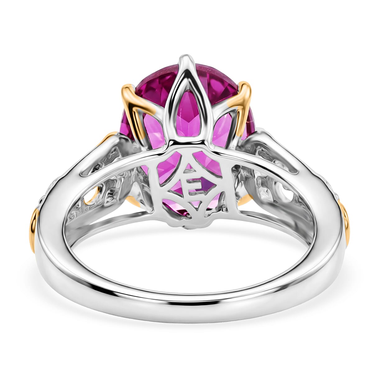 Evertrue African Lilac Quartz (Triplet) 11.10 ctw Earrings, Ring (Size 9.0) and Pendant in 18K YG Plated and Platinum Bond with Stainless Steel Necklace (20 Inches) image number 5