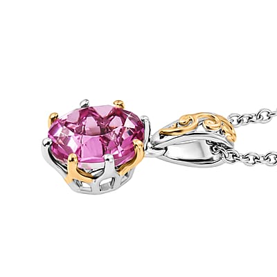 Evertrue African Lilac Quartz (Triplet) 11.10 ctw Solitaire Stud Earrings, Ring (Size 9.0) and Pendant in 18K YG Plated and Platinum Bond with Stainless Steel Necklace (20 Inches)