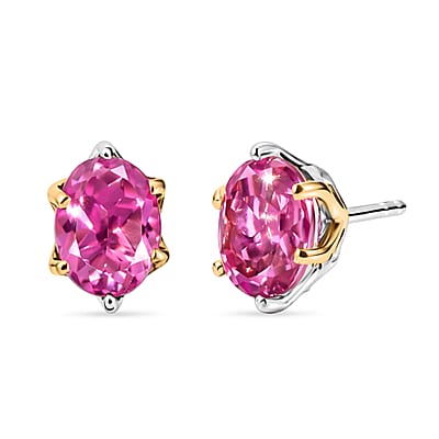 Evertrue African Lilac Quartz (Triplet) 11.10 ctw Solitaire Stud Earrings, Ring (Size 9.0) and Pendant in 18K YG Plated and Platinum Bond with Stainless Steel Necklace (20 Inches)