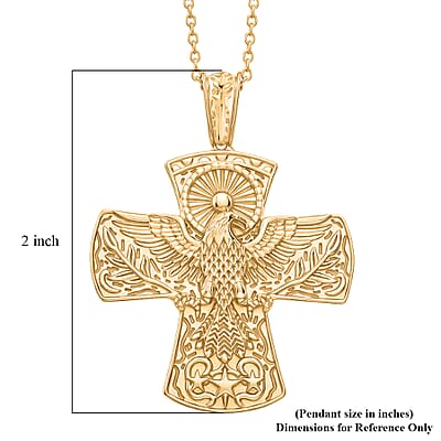 EverTrue Bronzella Collection Cross Pendant in 18K YG Plated Bronze with ION Plated YG Stainless Steel Necklace (20 Inches)