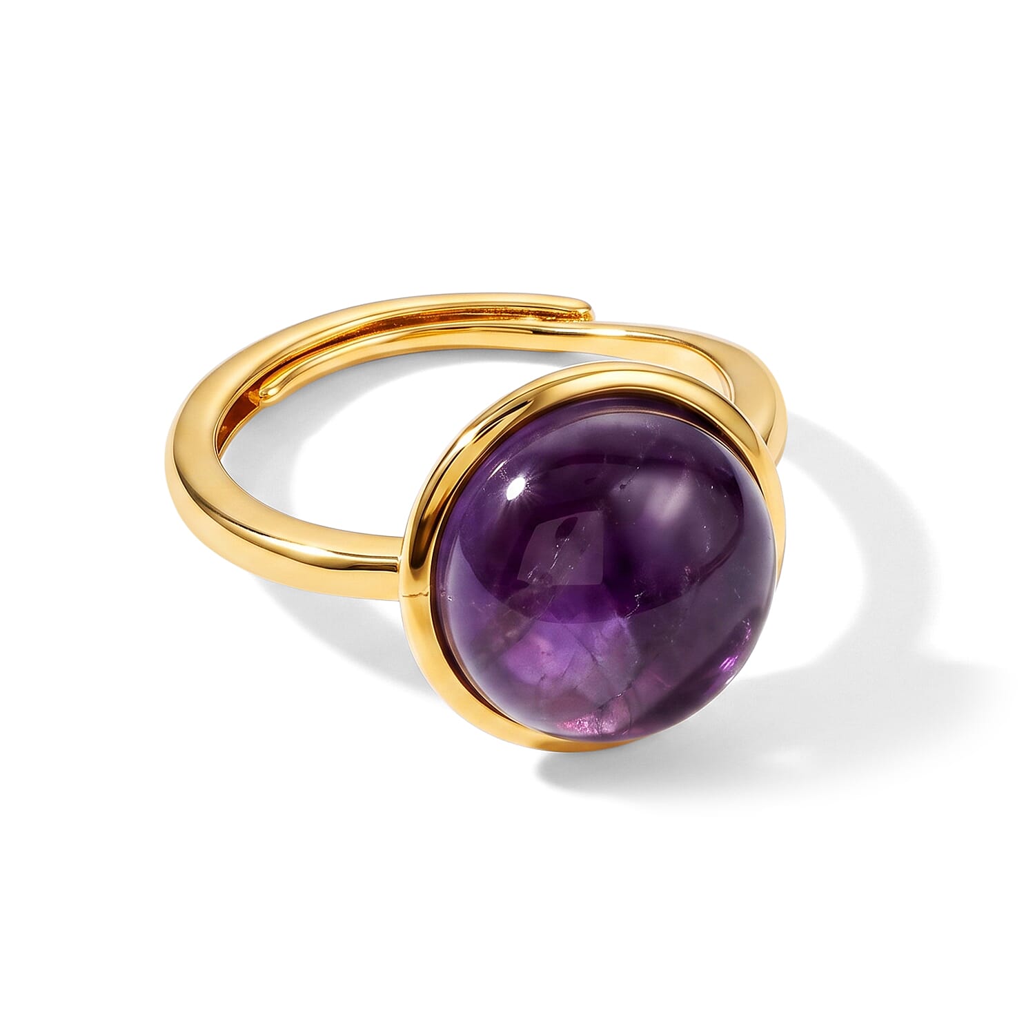 2 Piece Set - African Amethyst 11.00 ctw Earrings and Ring (Adjustable) in Goldtone