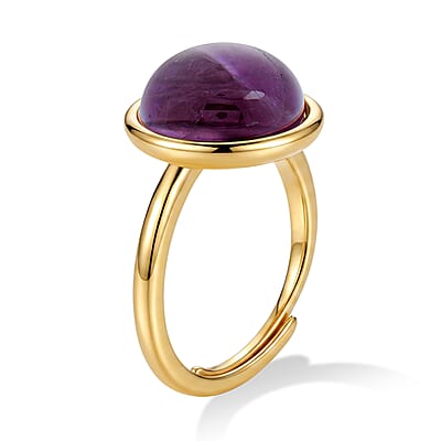 2 Piece Set - African Amethyst 11.00 ctw Earrings and Ring (Adjustable) in Goldtone