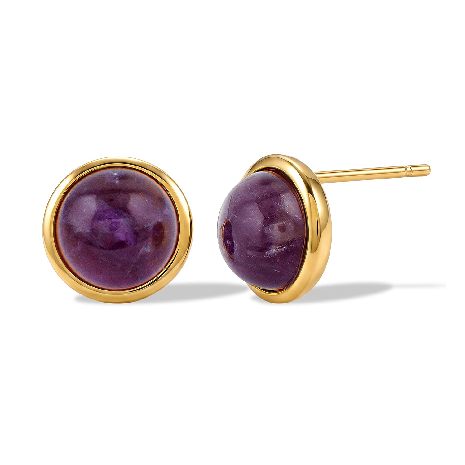 2 Piece Set - African Amethyst 11.00 ctw Earrings and Ring (Adjustable) in Goldtone