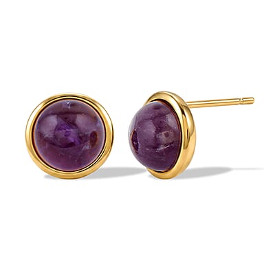 2 Piece Set - African Amethyst 11.00 ctw Earrings and Ring (Adjustable) in Goldtone