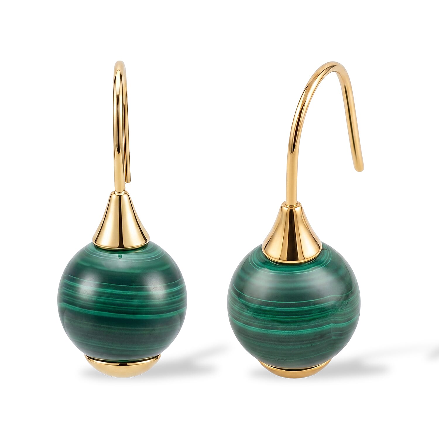 2 Piece Set - African Malachite 16.10 ctw Necklace 18-20 Inches and Earrings in ION Plated YG Stainless Steel