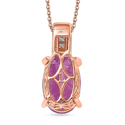 Patroke Kunzite and Luxuriant Lab Grown Diamond G-H SI 10.60 ctw Timeless Rose Radiance Pendant Necklace in 10K Rose Gold 4.50 Grams 20 Inches